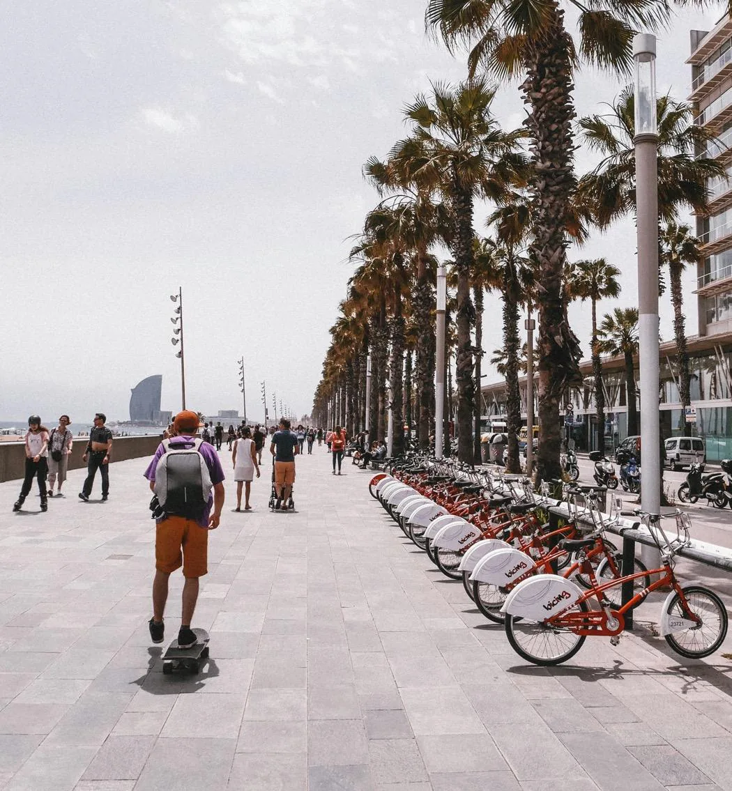 The seafront promenade at Barceloneta, Barcelona